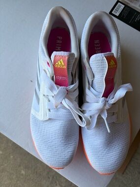 adidas Women's White Running Shoes with Pink and Orange Accents